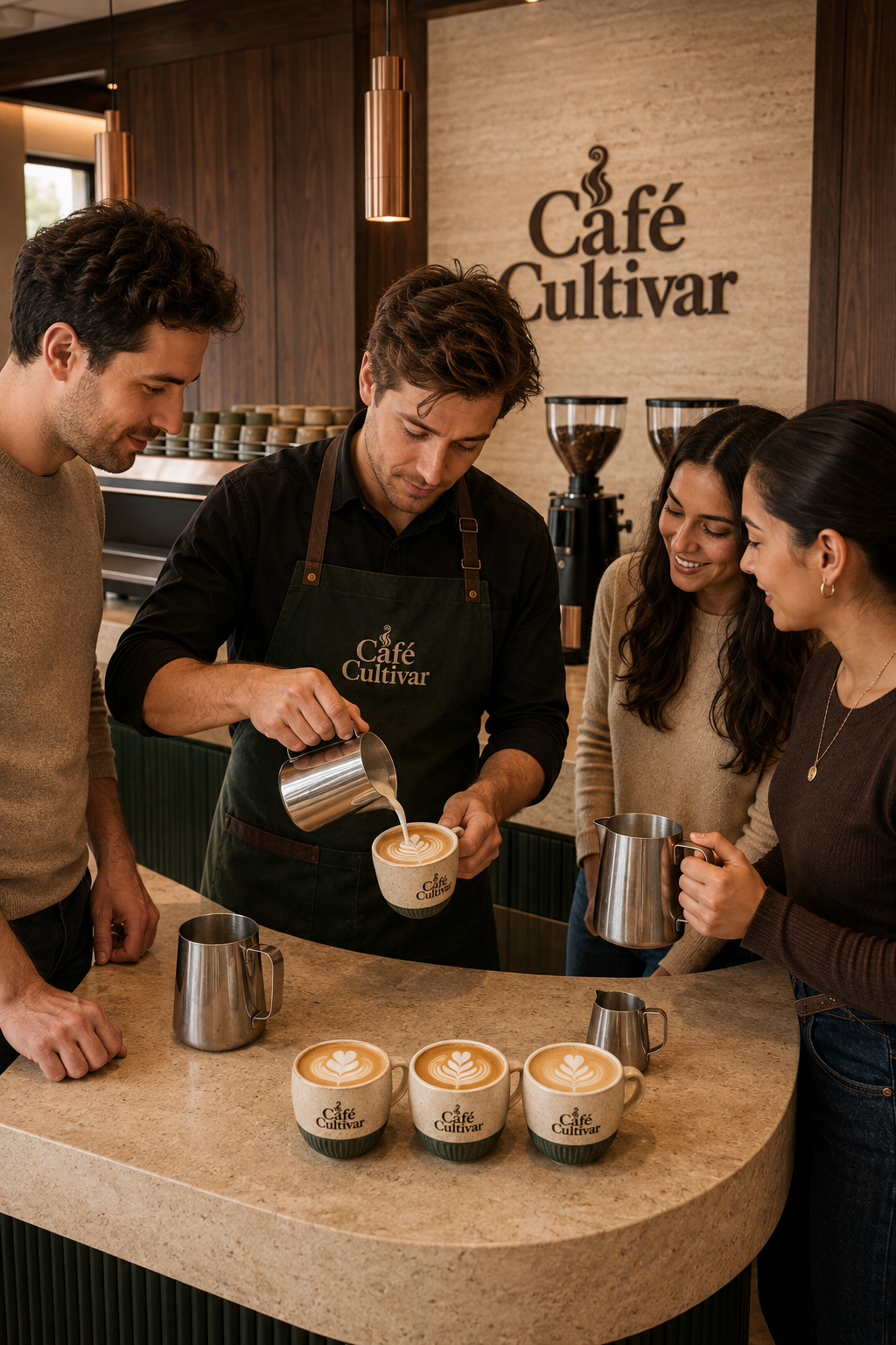 cafe cultivar workshop latte art staand
